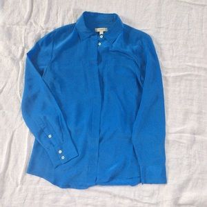 J Crew silk blouse 4P peacock blue